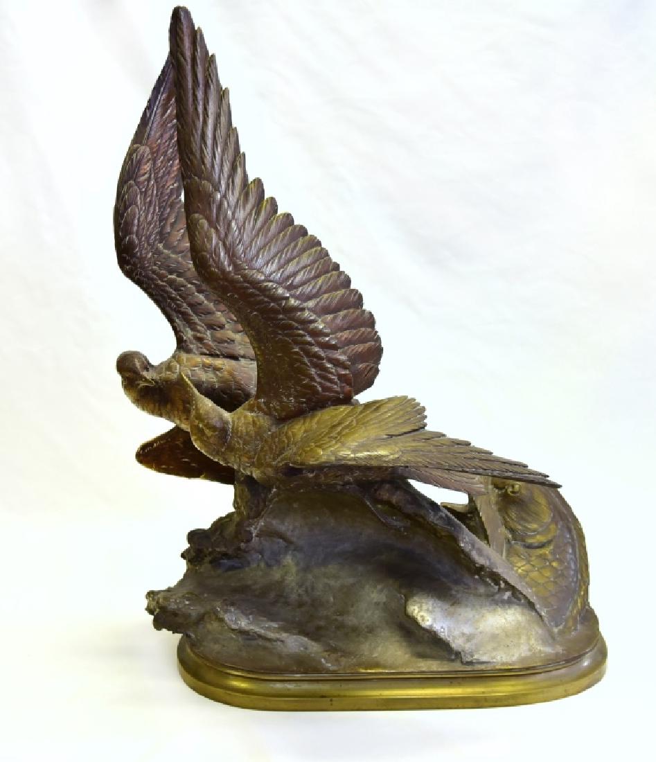 Bird & Fish Bronze Signed Lechesne Sculpture (1 of 10)
