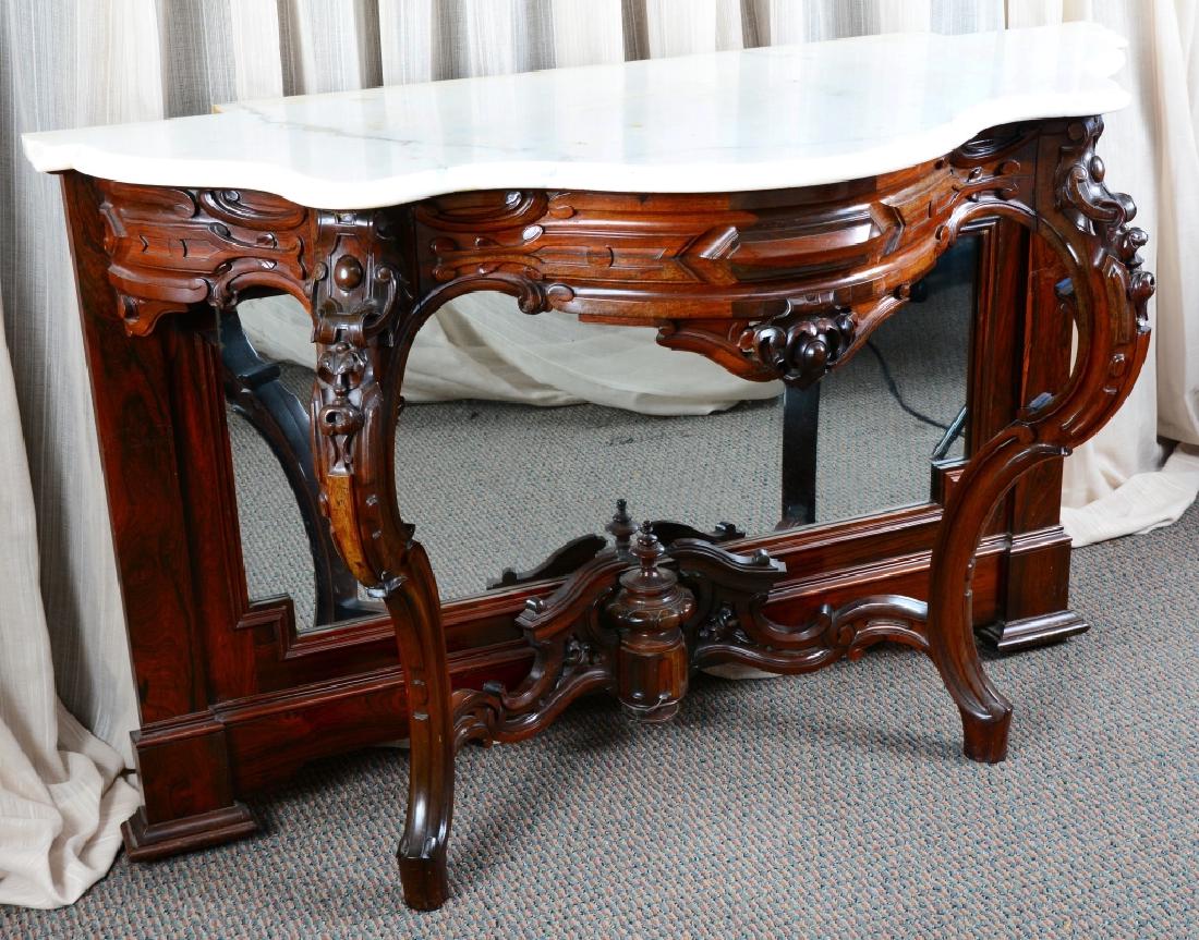 Victorian Petticoat Mirror w/Beveled Marble Top (1 of 7)