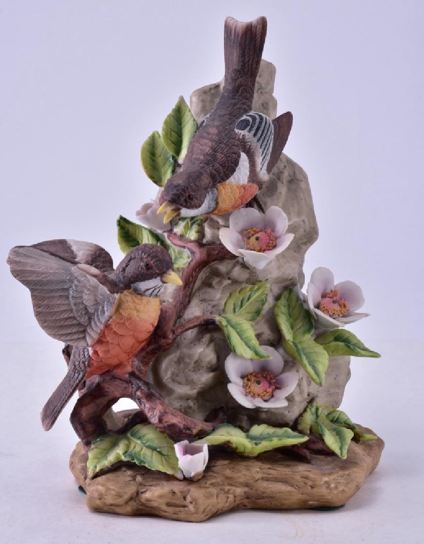 Royal Crown J. Byron Porcelain Warblers: Bisque birds, 9.5" tall.