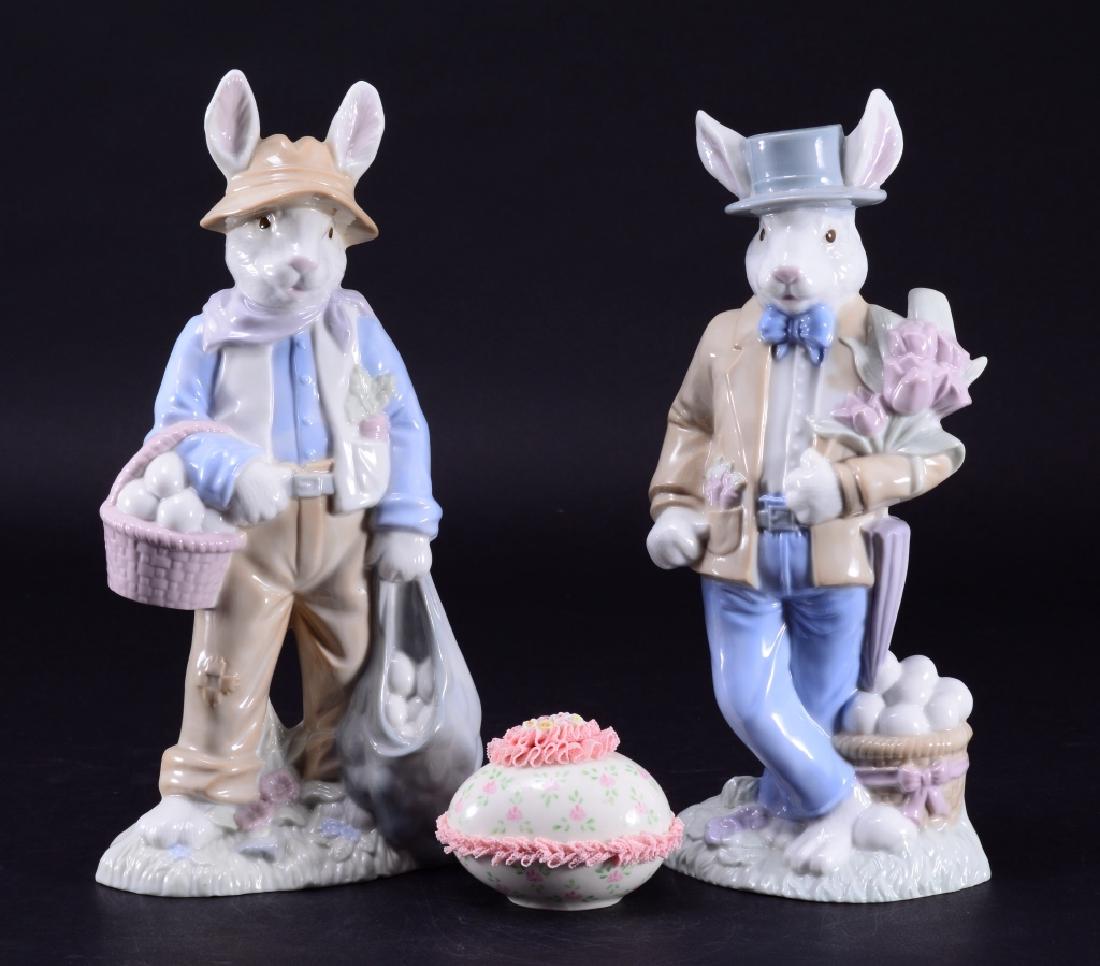 2 Ceramic Standing Rabbits & Irish Porcelain Egg (1 of 3)