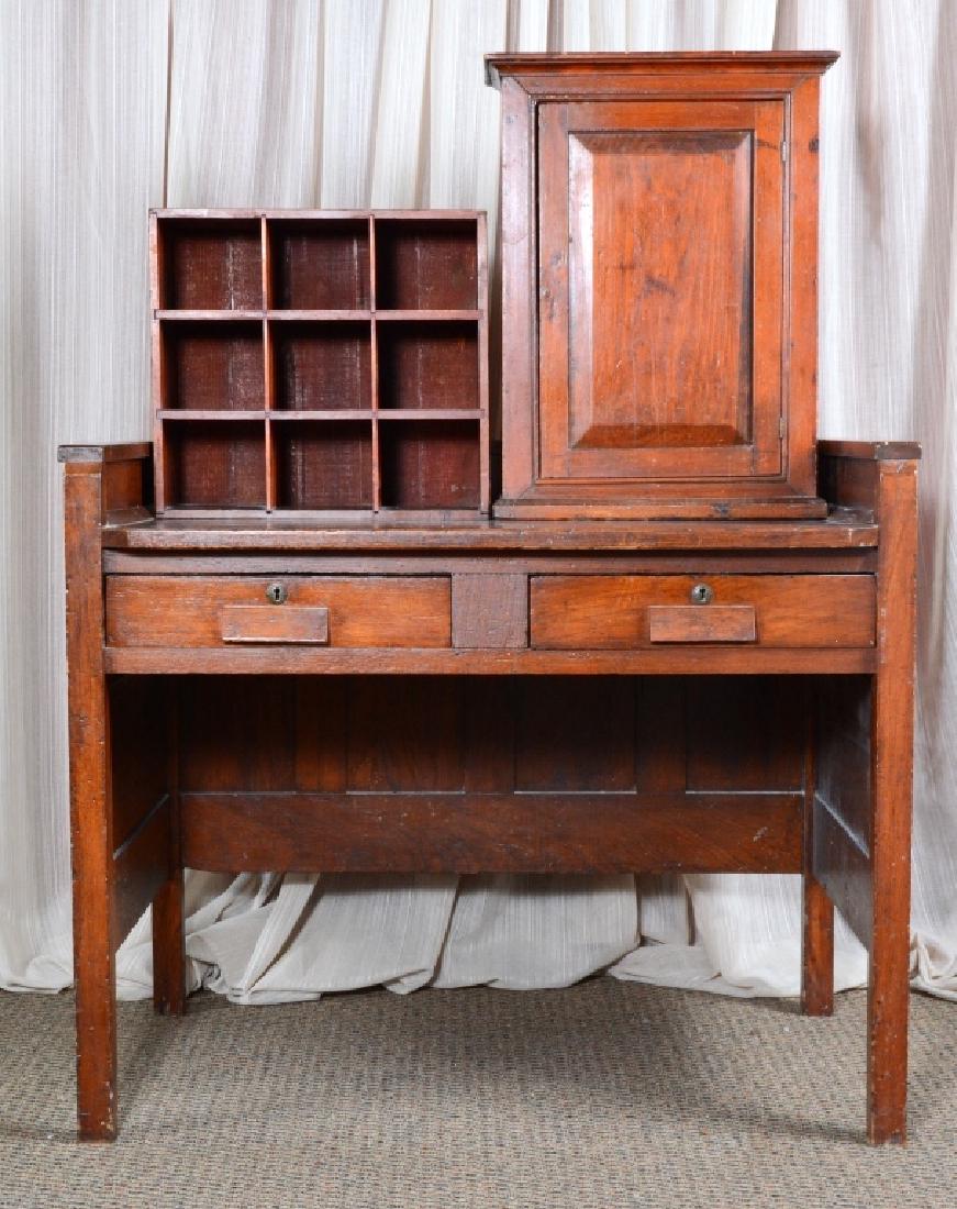Vintage 2-Drawer Table w/Cabinet & Cubby Sections (1 of 3)