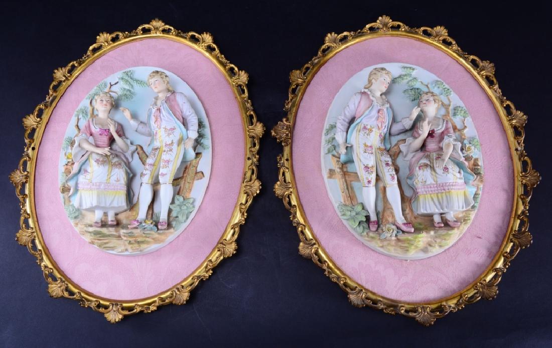 2 Porcelain 3-D Plaques w/Figures in Period Dress (1 of 5)