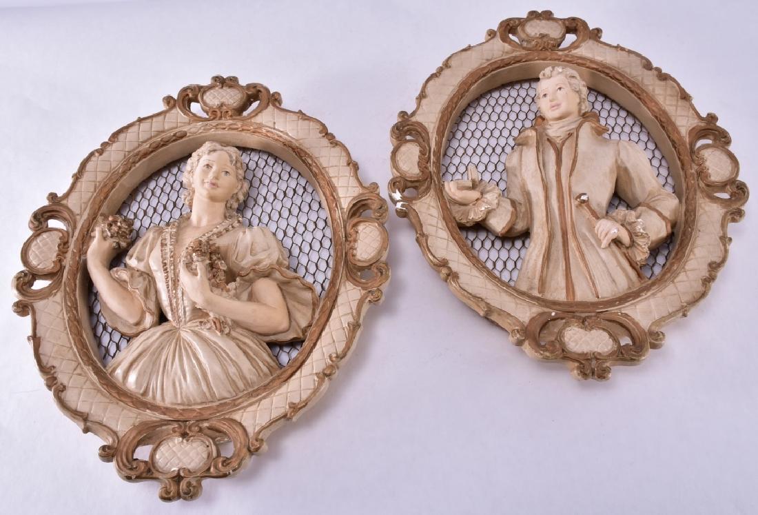 Two Plaster Wall Art Ovals of Engagement Couple (1 of 4)
