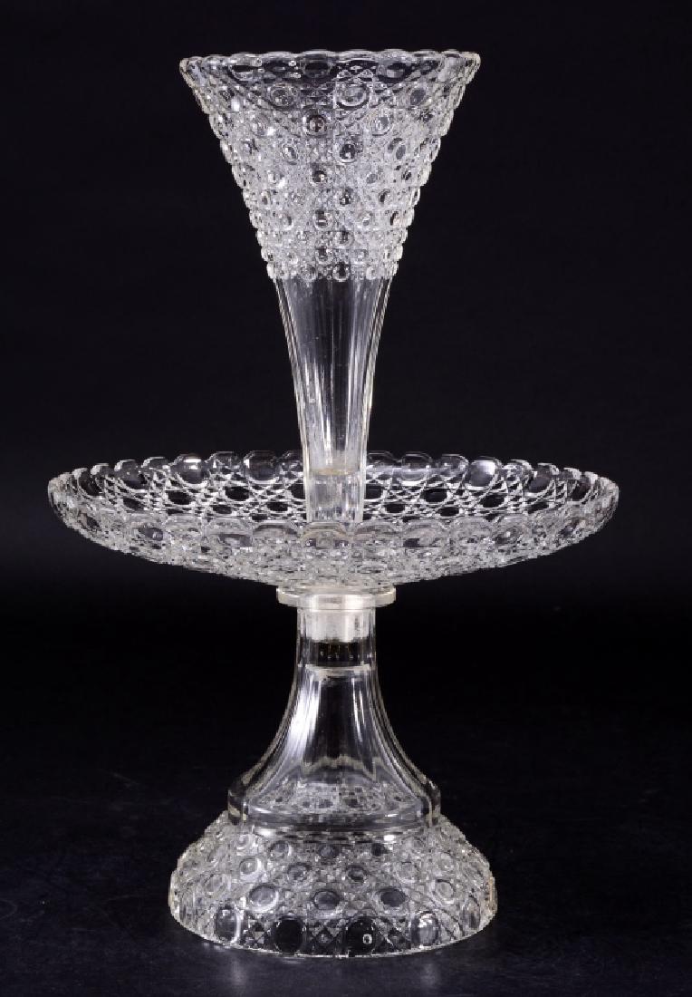 Clear Glass Button Pattern Single Epergne (1 of 2)