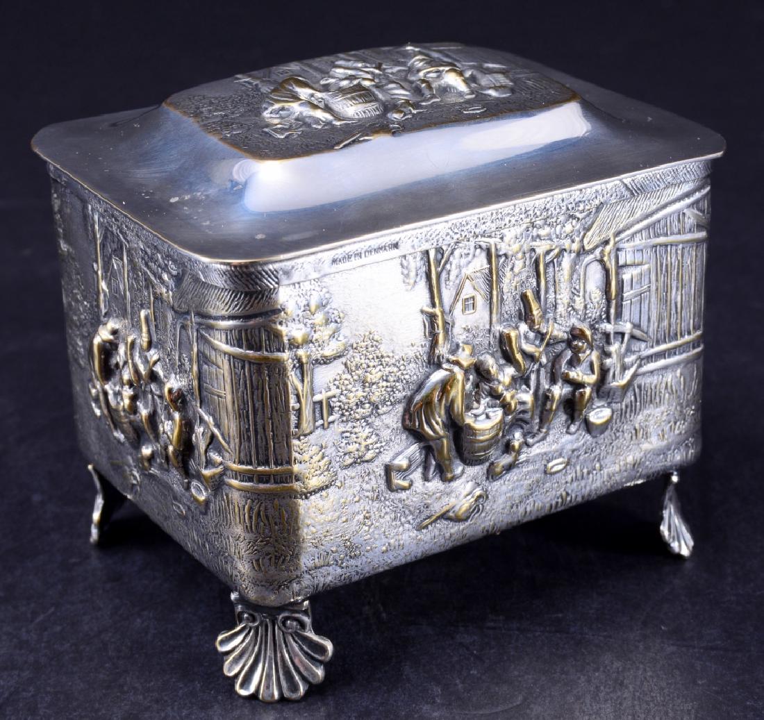 Silverplate Music Box w/3-D Rural Figures (1 of 5)