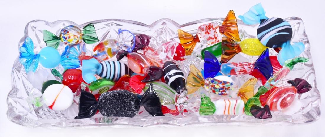 Glass Dish w/Assorted Vintage Glass Candies (1 of 2)