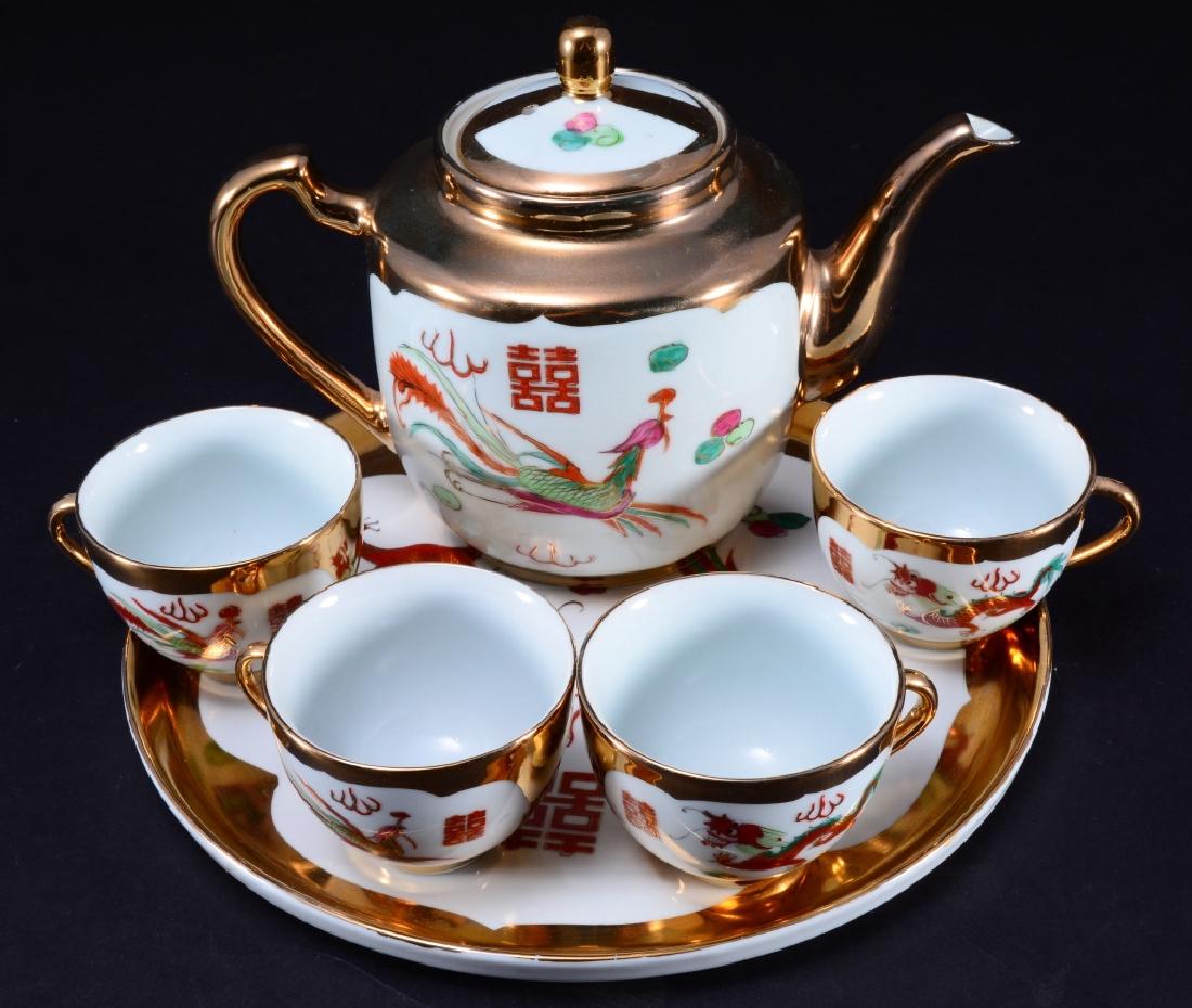Oriental Porcelain Teapot, Cups & Tray (1 of 3)