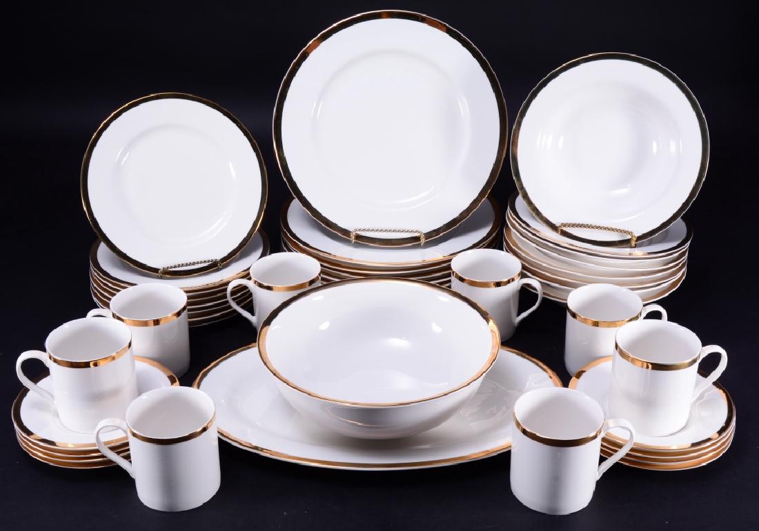 42 Pieces Pier 1 Porcelain Gold Band Dishware (1 of 3)