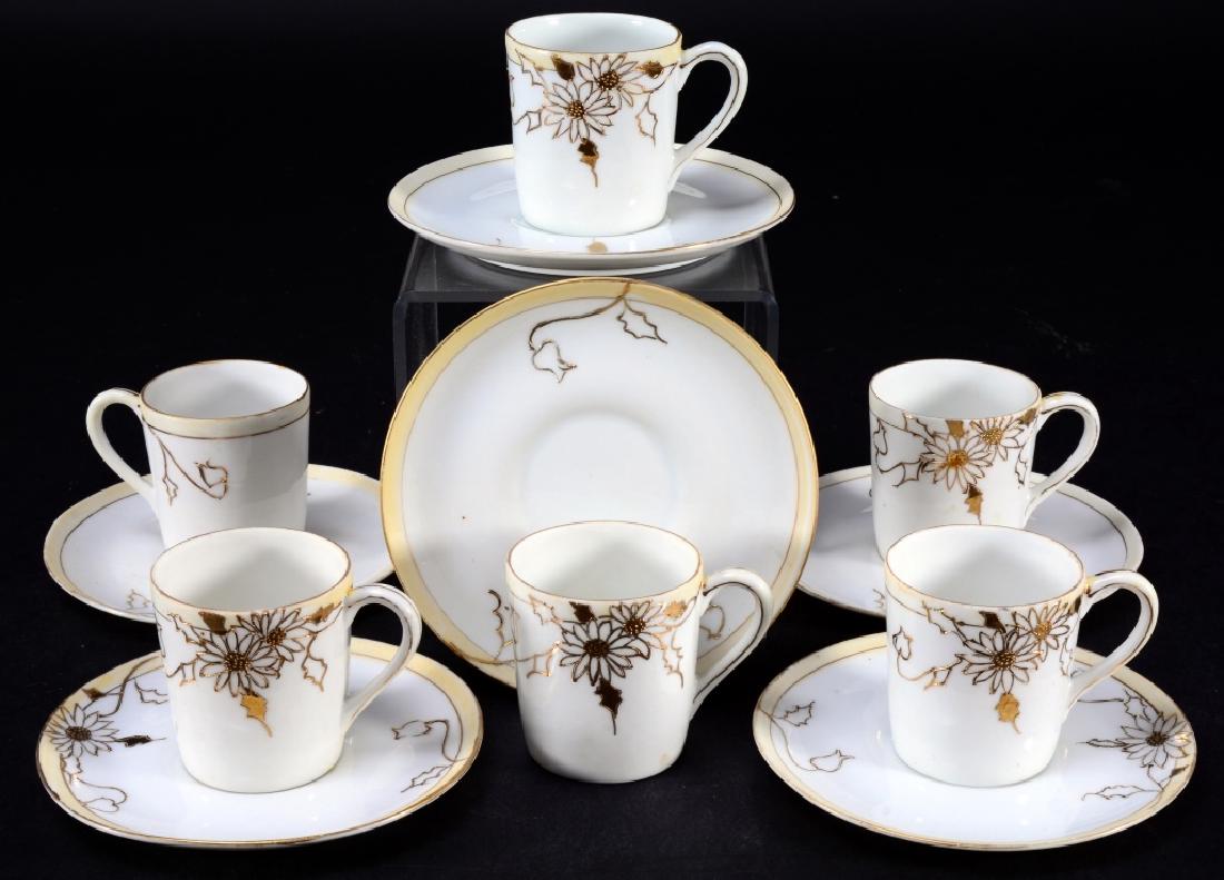 6 Handpainted Nippon Demi-Tasse Cups & Saucers (1 of 3)