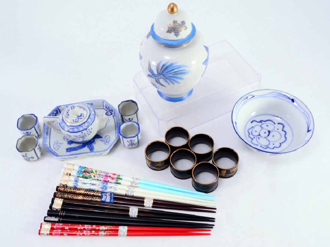 Tea Set, Jar, Napkin Rings, Bowl & Chopsticks (1 of 2)