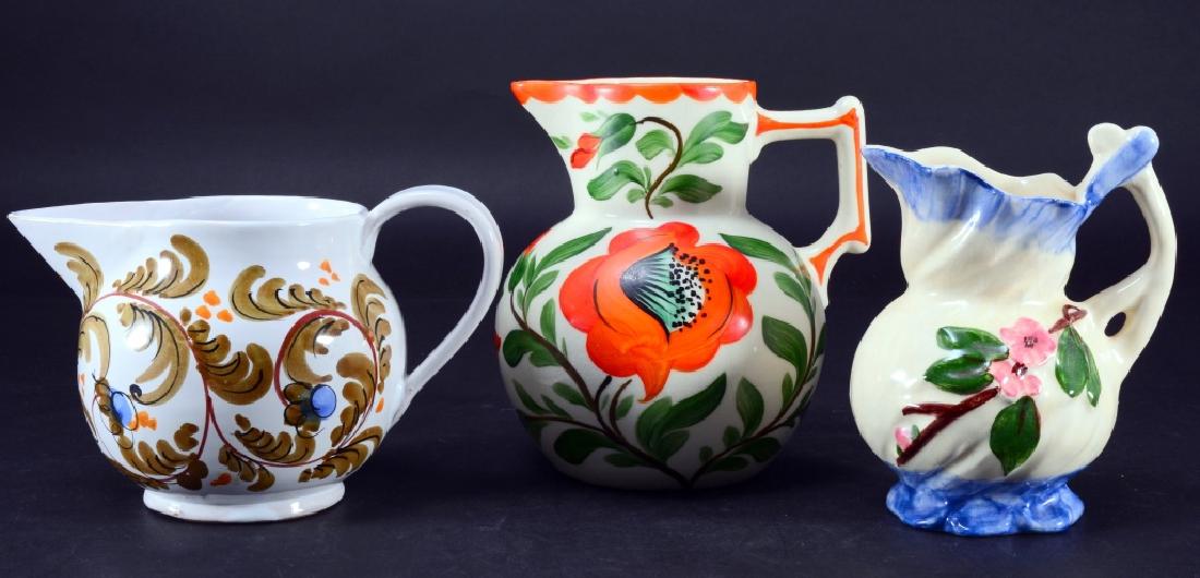 3 Ceramic Floral & Leaf Decorated Pitchers (1 of 4)