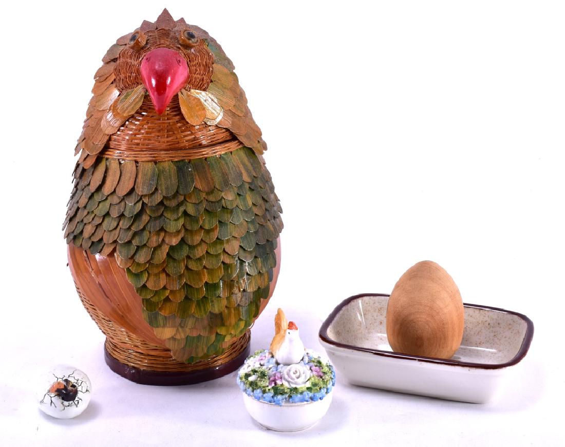 Bird Basket, Eggs & Rooster Trinket Box (1 of 6)