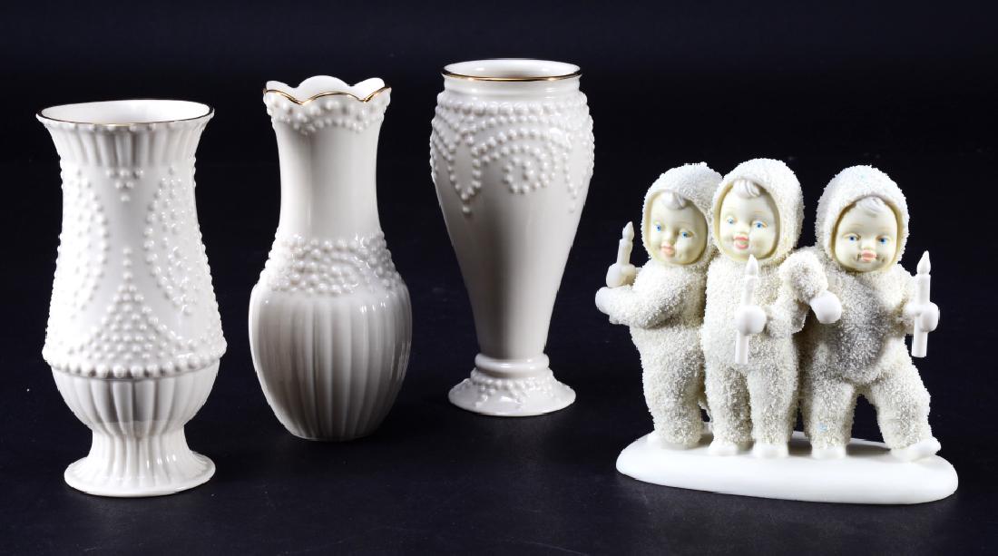 3 Lenox Bud Vases & Trio Dept. 56 Snowbabies (1 of 7)