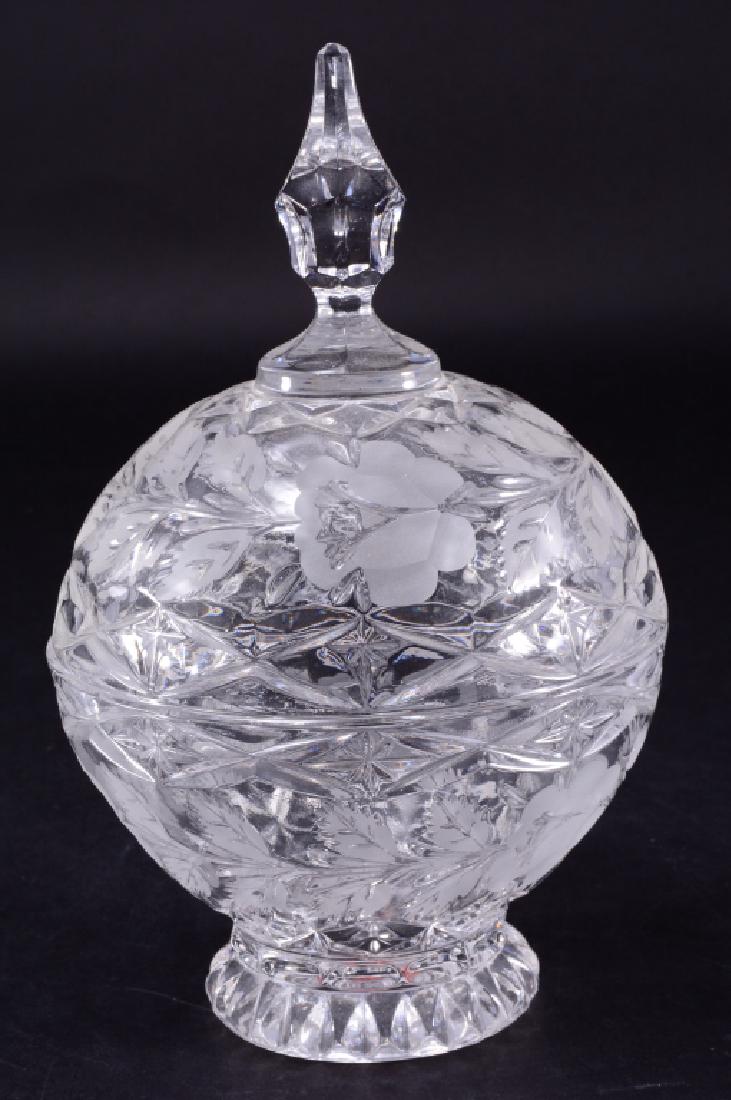 Pressed Candy  Dish w/Etched Flowers (1 of 3)