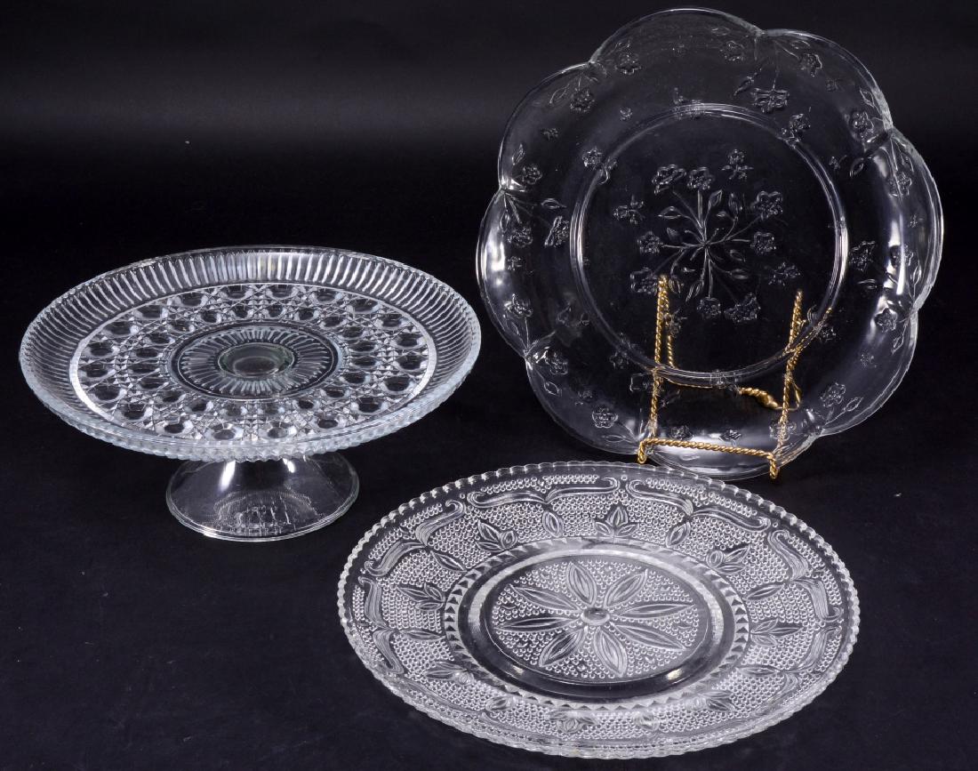 Pressed Glass Cake Plate & Two Platters (1 of 4)