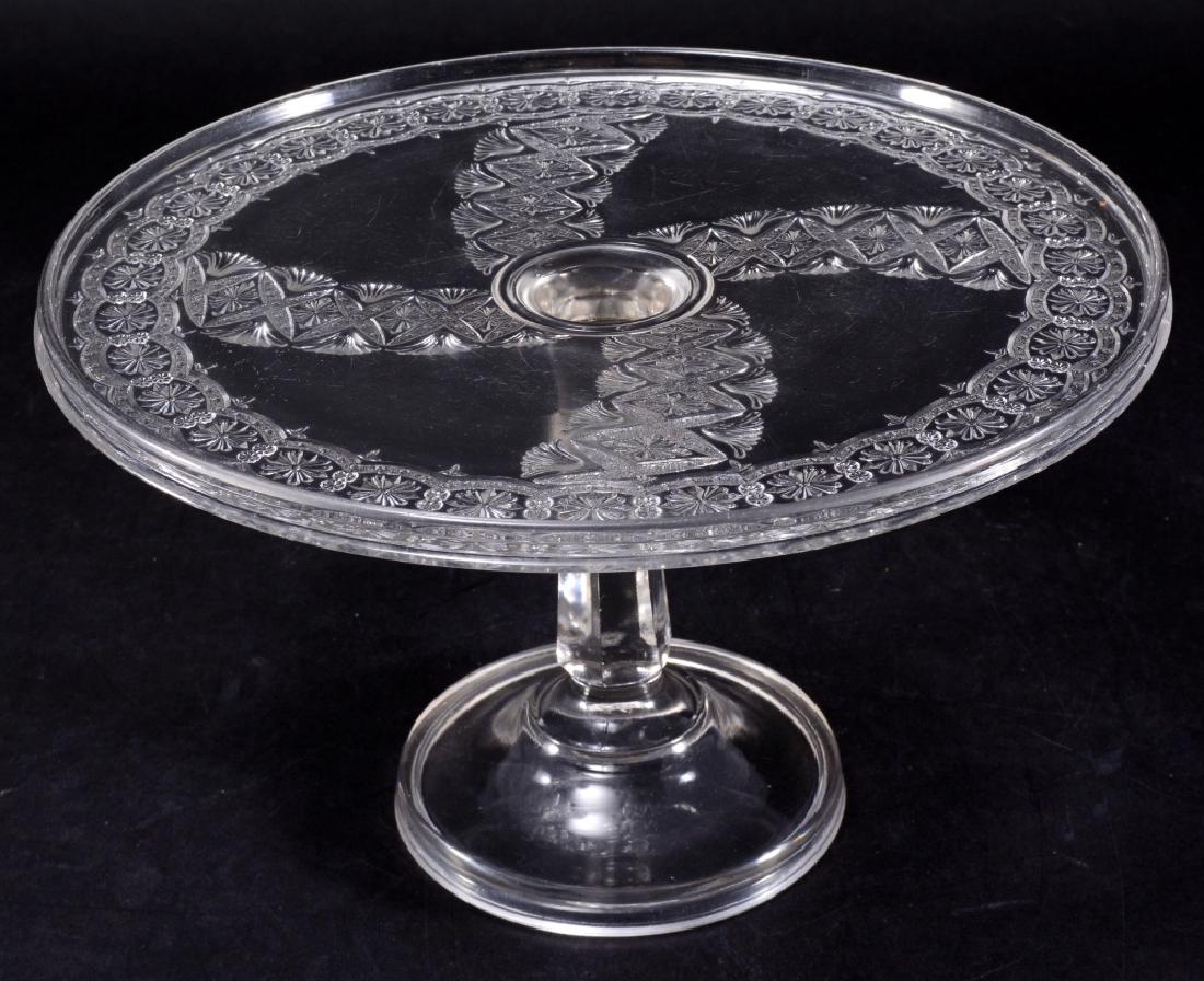 Diagonal Bank EAPG Cake Stand: Circa 1875 - 1885, 11" diameter x 6 6/8" high.