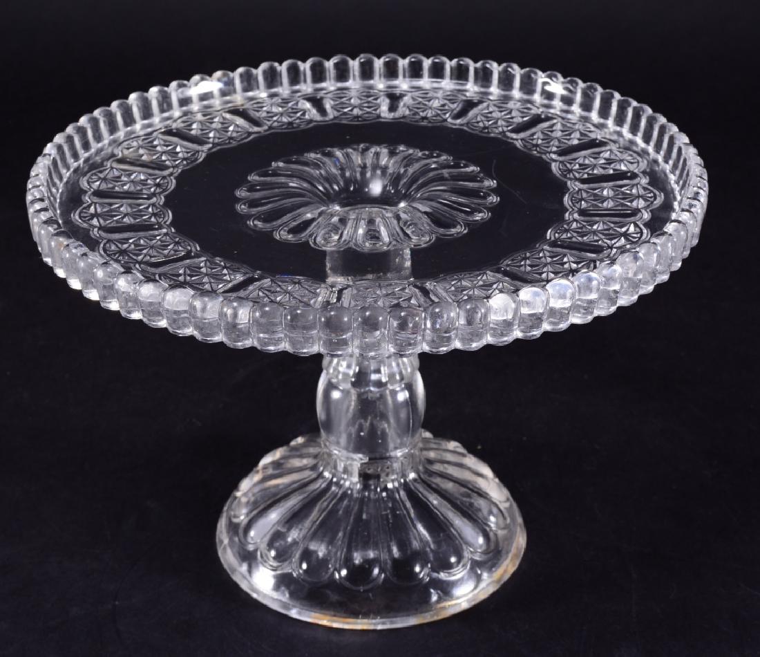 Cottage EAPG Cake Stand: Adams Glass Co., US Glass, 1874-1891, 9.25" diameter x 6.5" high.