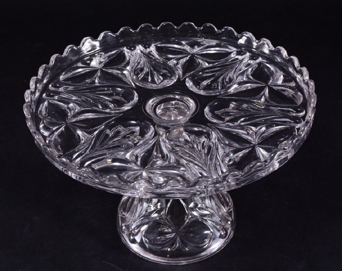 Murano EAPG Cake Stand: Aka Shamrock and Leaf & Fan, Greensburg Glass Co., 1894, 9.25" diameter x 6" high.