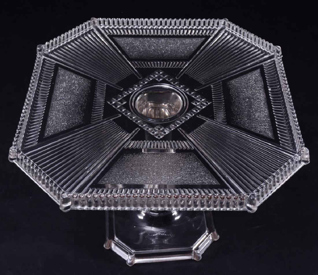 Pleat & Panel EAPG Cake Stand: Bryce Brothers, Bryce Walker & Co., Pittsburgh, PA, 1970's, 10" square x 7.75" high.