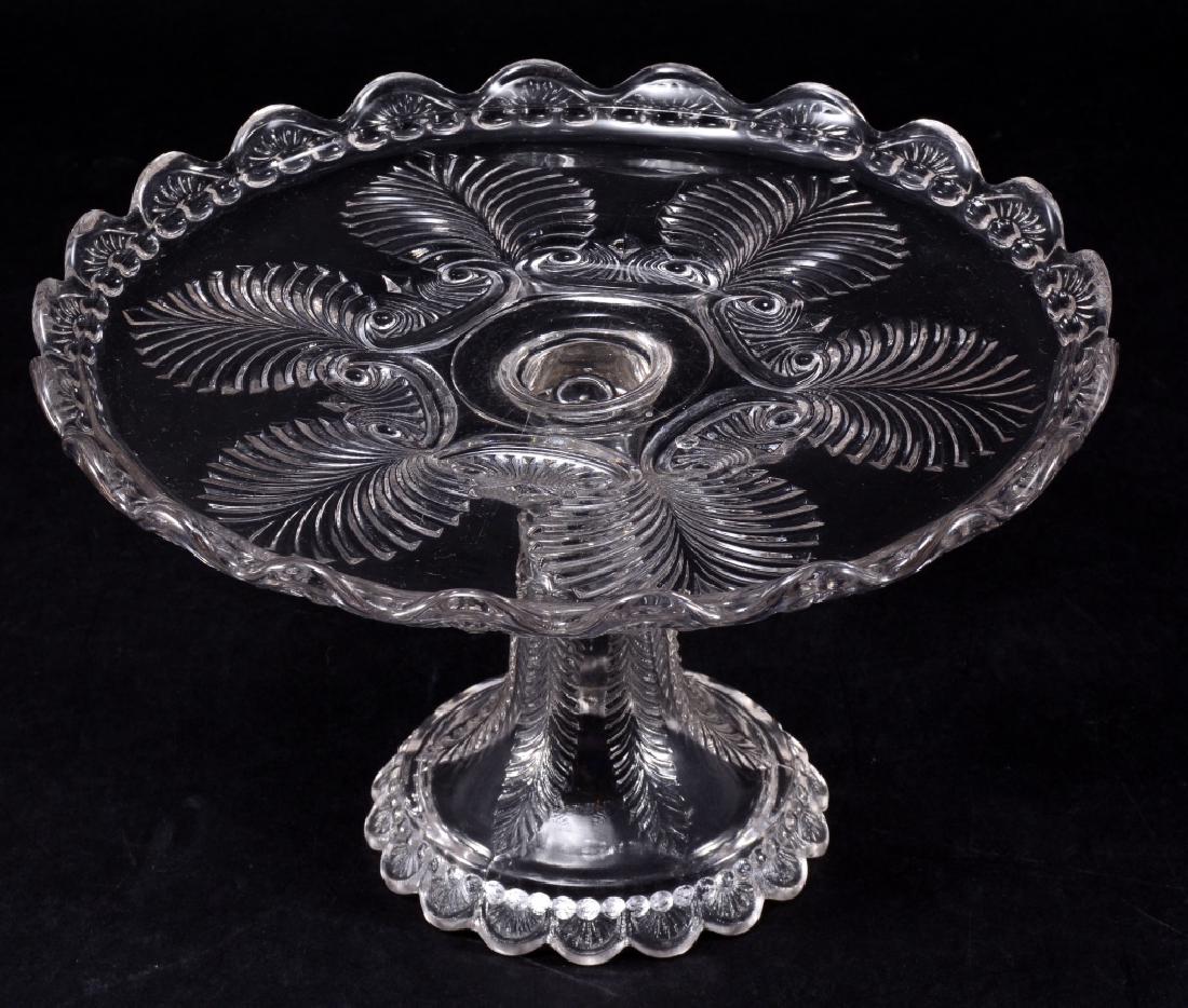 Missouri aka Palm & Scroll EAPG Cake Stand: US Glass Co., 1891, 9.75" diameter x 6" high.