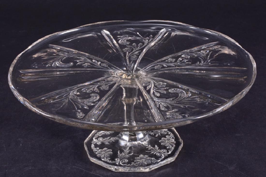Paneled Heather EAPG Cake Stand: Non-flint, 1890's-1912, 10.5" diameter x 4.5" high.