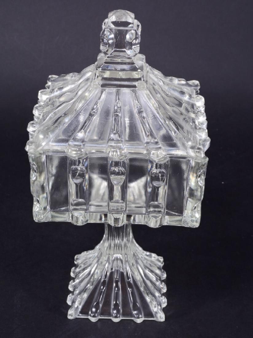 Broken Column EAPG Compote: Aka Irish Column & Notched Rib, US Glass 1890's, 5.5" diameter x 10.25" high w/lid.