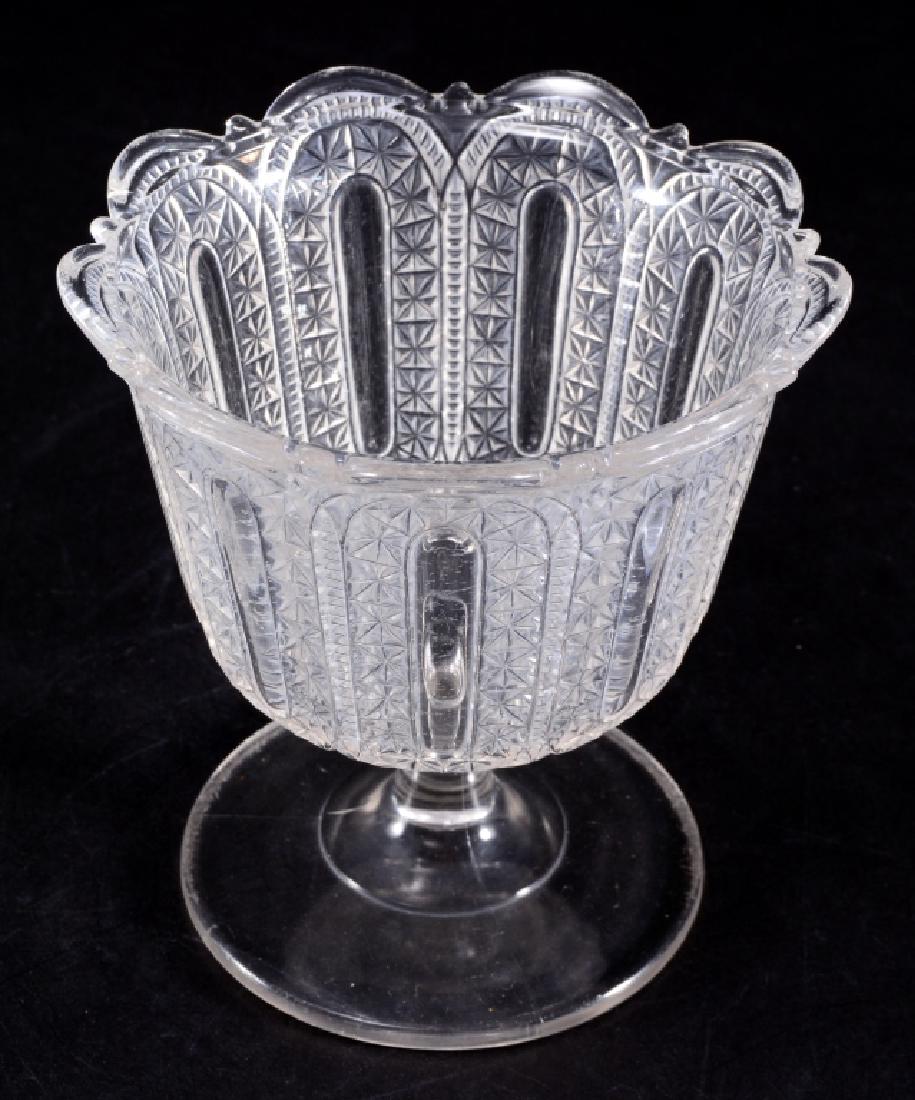 Jasper EAPG Compote: Aka Belt Buckle, Eleanor & Late Buckle; Bryce bros. 1880, US Glass 1891, non-flint, 5.5" diameter x 5.5" high.