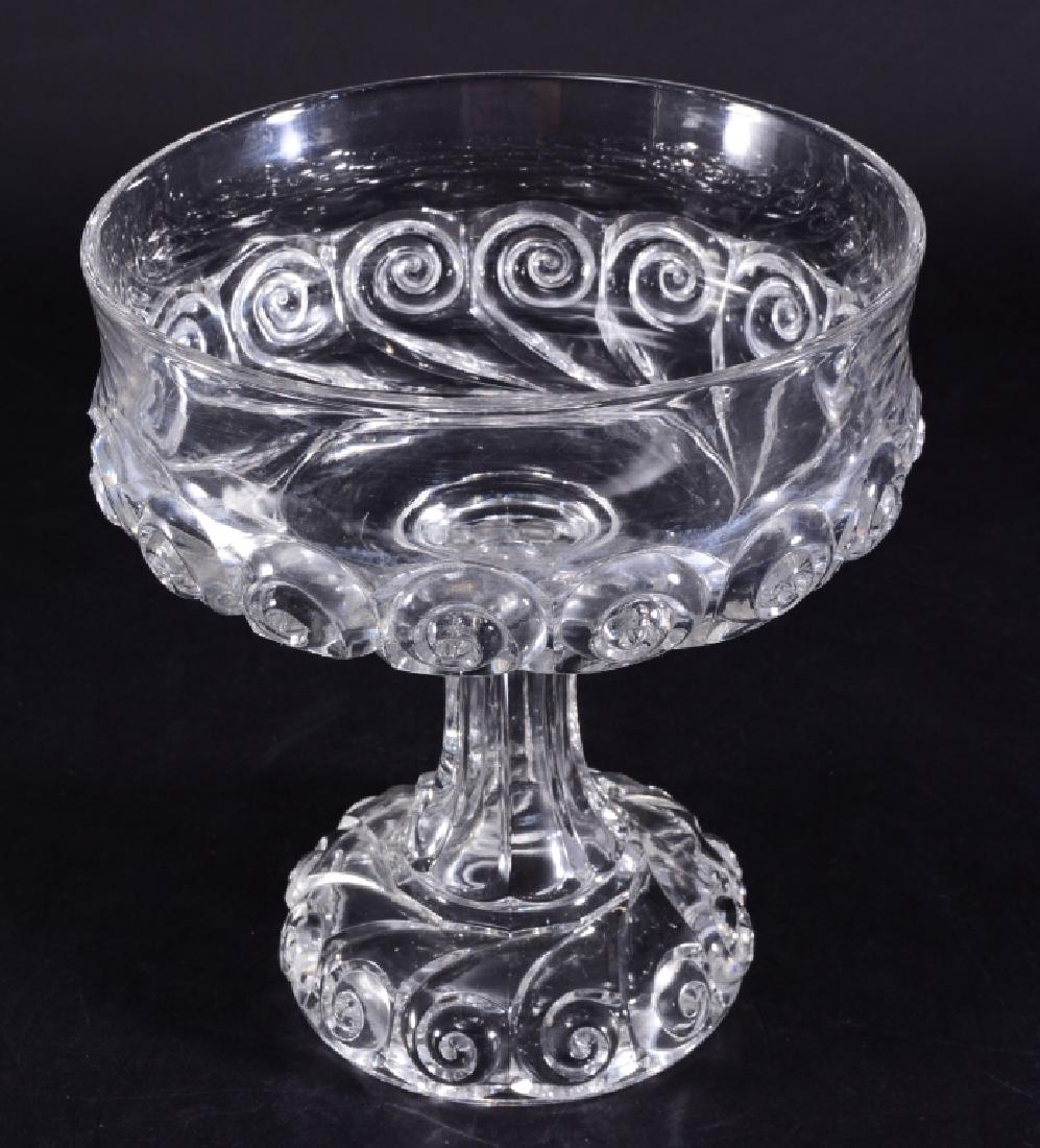 Snail EAPG Compote: Aka Compact, Idaho & Small Comet; George Duncan & Sons 1880's; US Glass after 1891, non-flint., 8" diameter x 9" high.
