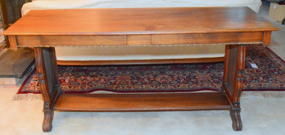 Vintage Sofa Table: Lower shelf, 66" wide x 22" deep x 29.5" high.