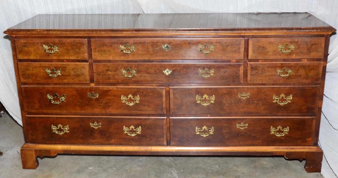 Henredon Aston Court Triple Dresser: 10-drawer, bracket feet, 70" wide x 20" deep x 34 1/4" high.