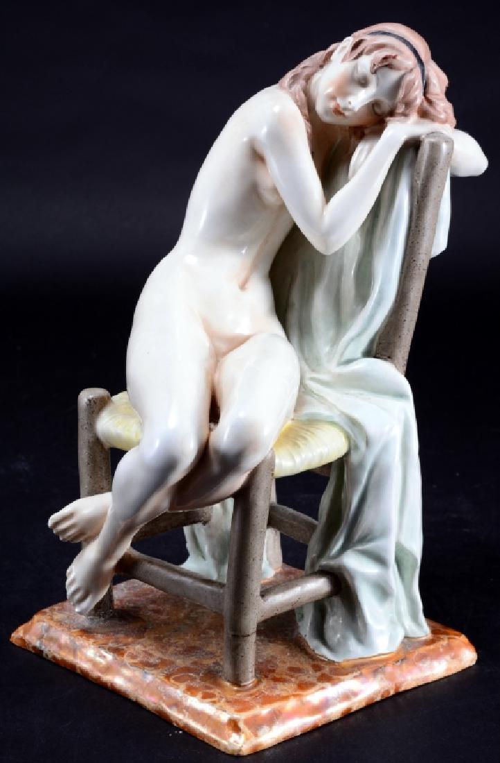 Victor Bertolotti Sleeping Nude in Chair: Signed at base & marked Made in Italy, paper tagged bottom Bertolotti Milano, Made in Italy, signed V. B. Italy 09, 10 1/4" high.