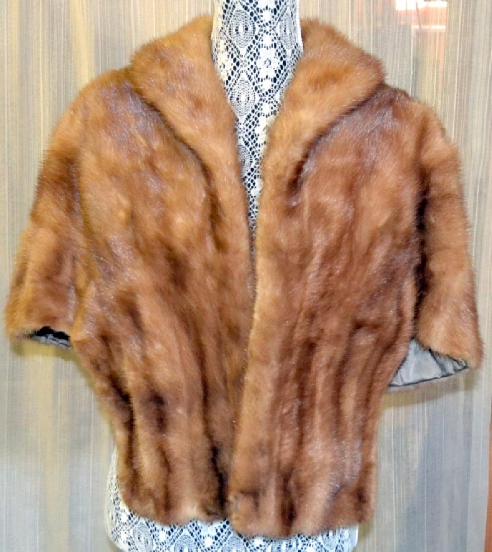 Autumn Haze Mink Stole w/Collar: Shoulder to front edge 23".