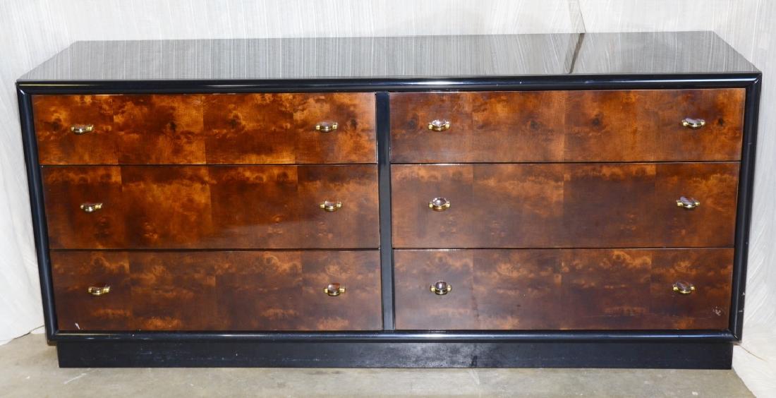 Henredon Scene III Black Lacquer Buffet/Chest: 6-drawers, 64 1/8" wide x 19" deep x 28 1/4" high.