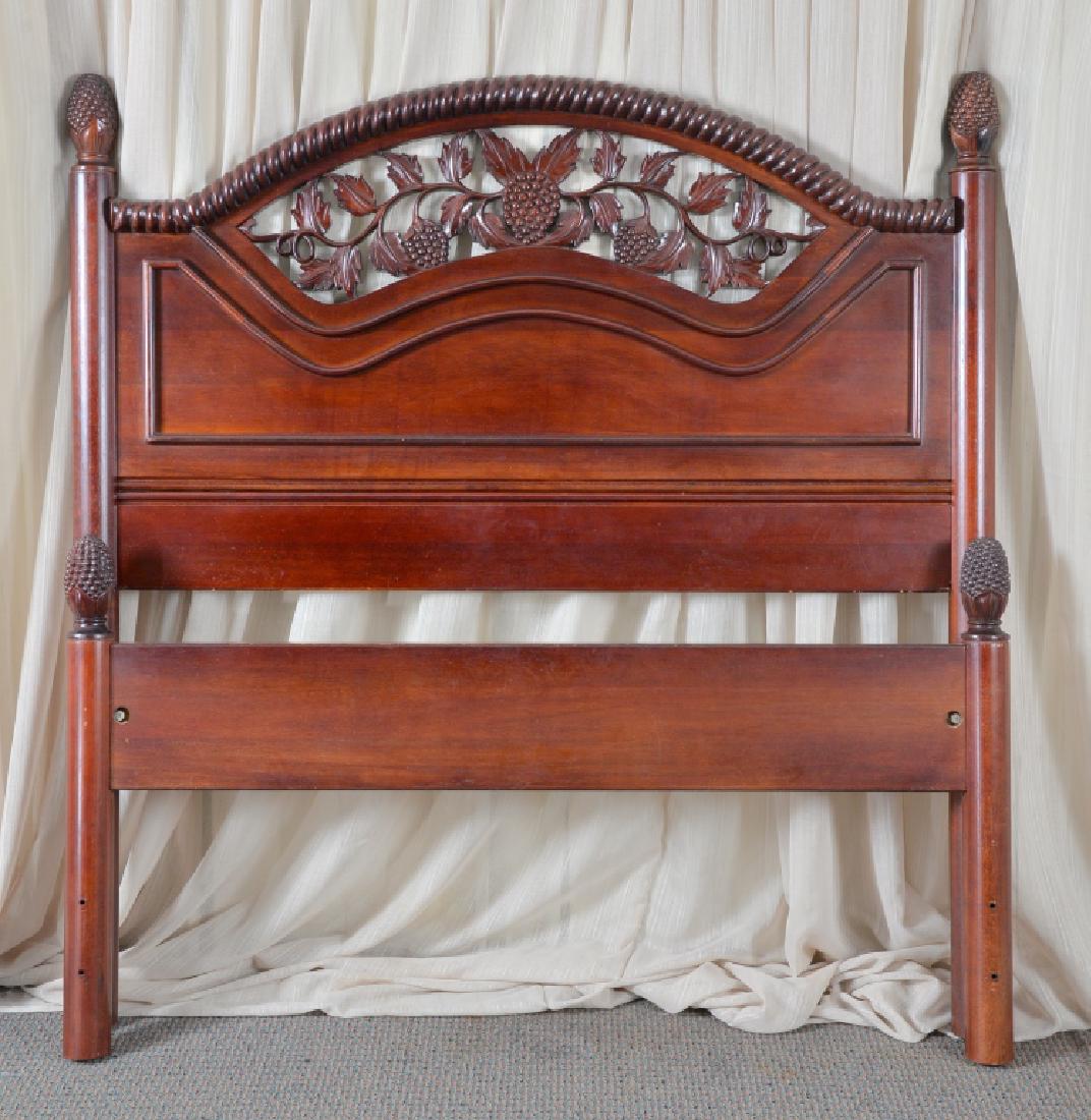 Double Headboard & Footboard w/Pineapple Finials: Pierced headboard.