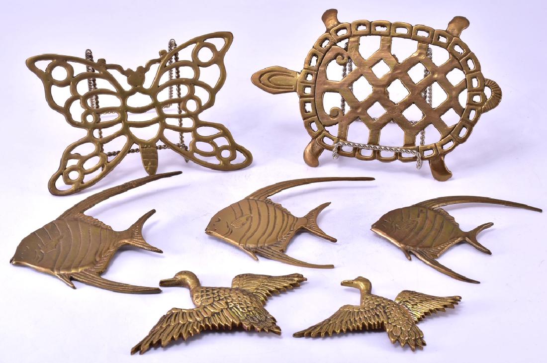 Brass Fish & Bird Wall Hangings & Trivets: Butterfly & turtle(10" long) trivets.