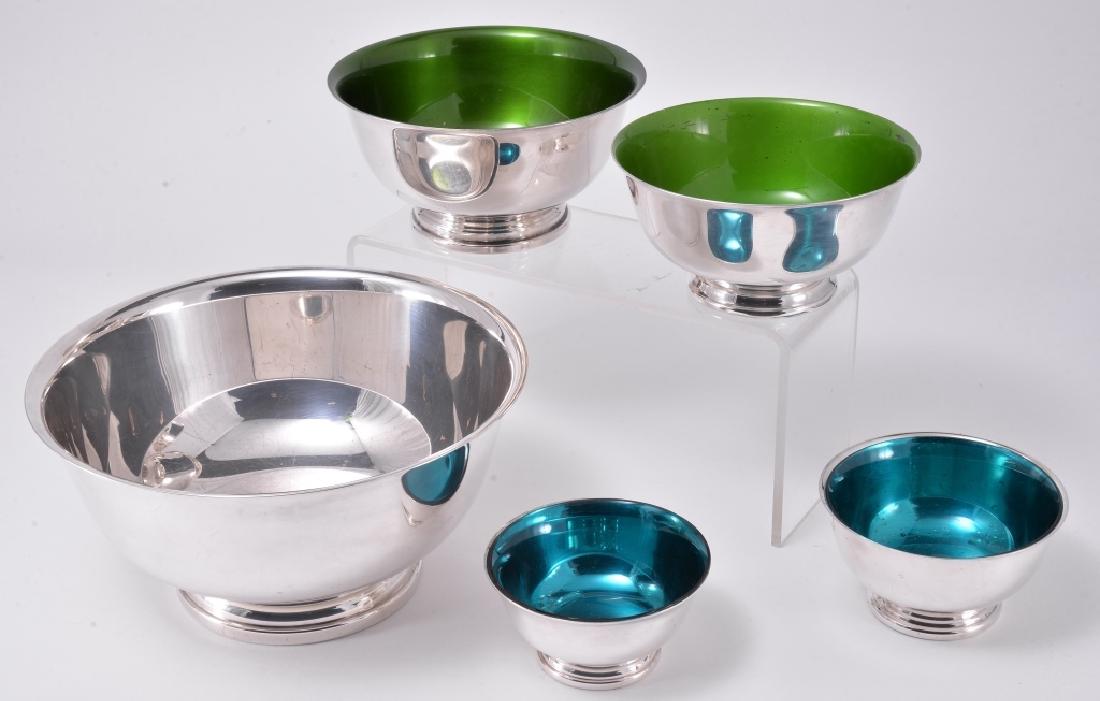 5 Revere Style Silverplate Bowls (1 of 3)