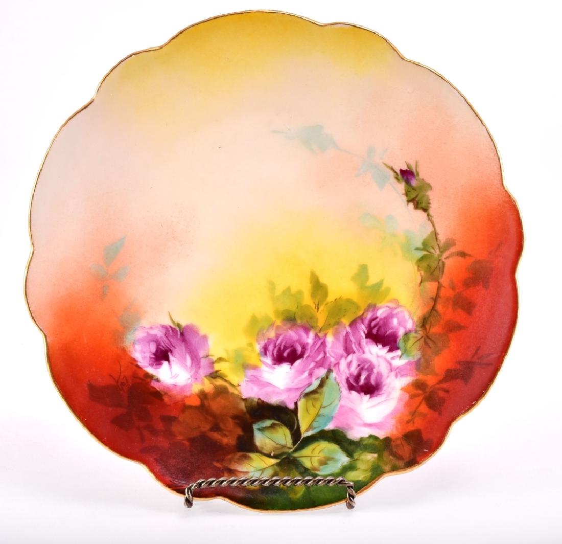 Hand Painted Pickard Limoges Pink Roses Plate (1 of 3)