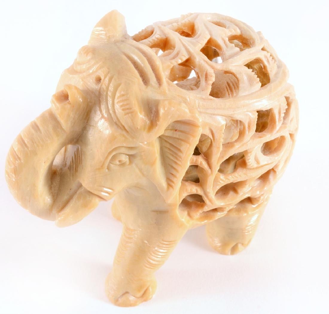 Carved Stone Elephant Mother & Baby In Tummy (1 of 4)