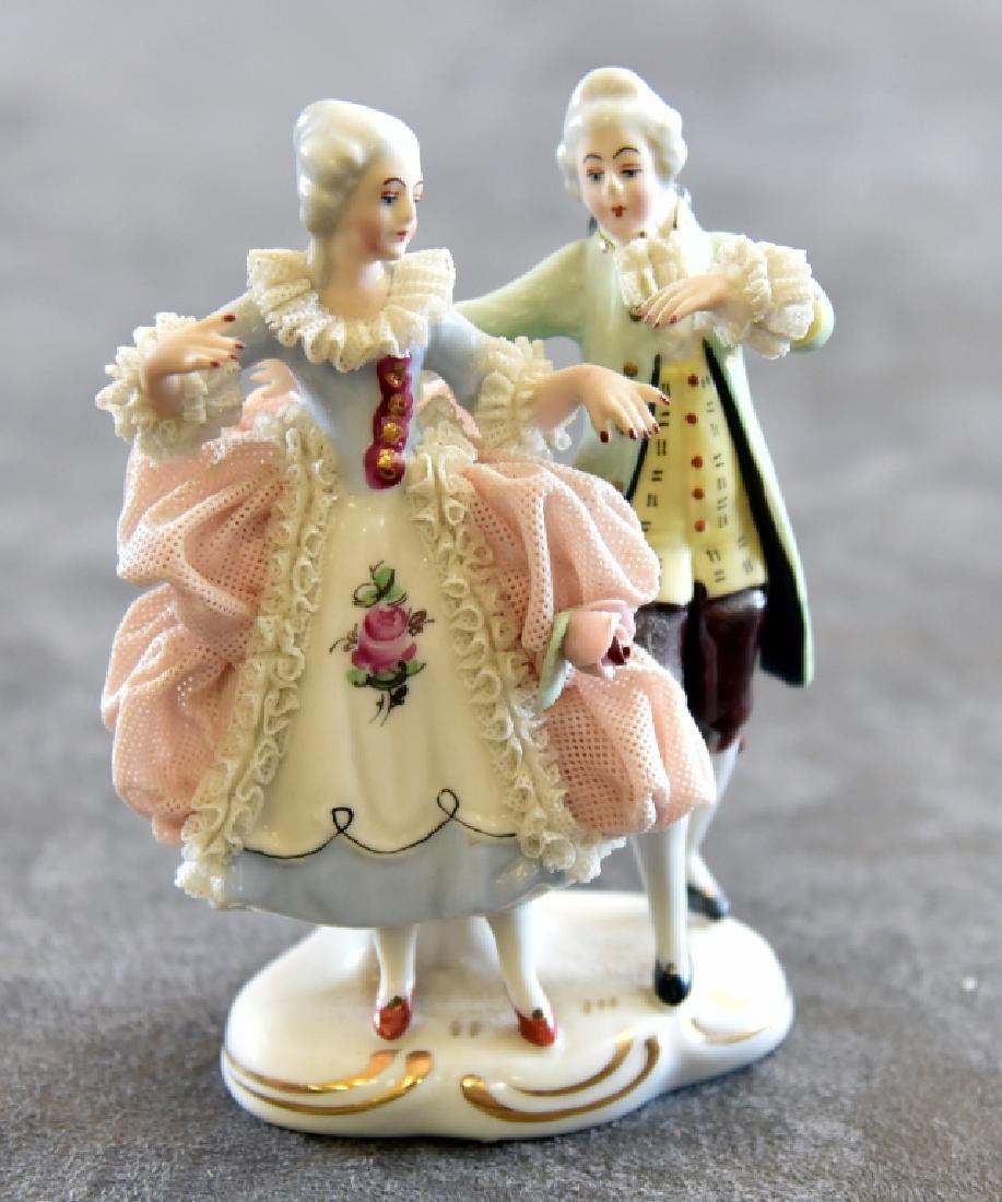Ceramic Lace Victorian Dancing Couple Figurine (1 of 5)