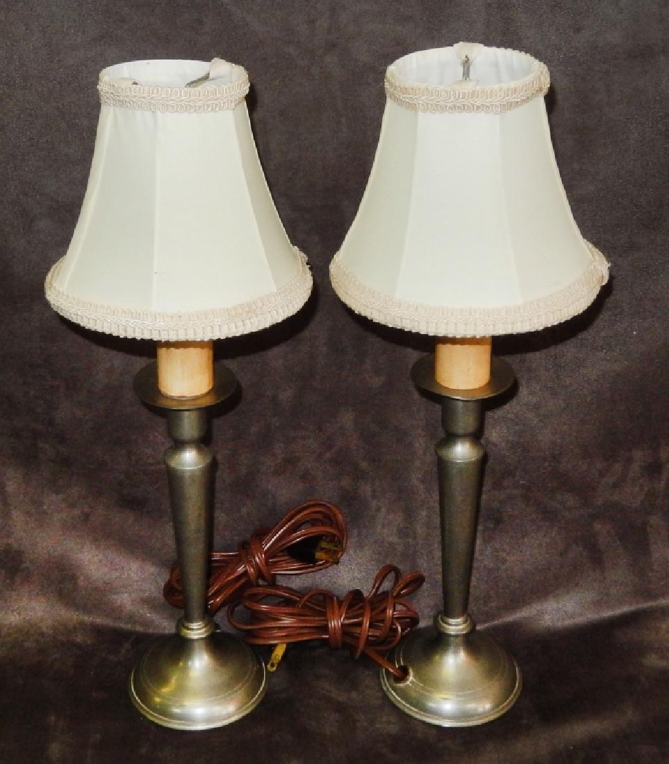 Pair of Vintage Pewter Electric Candle Stick Lamps (1 of 3)