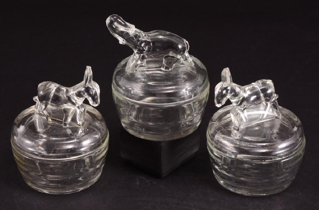 Glass Elephant & Donkeys Covered Powder Boxes (1 of 3)
