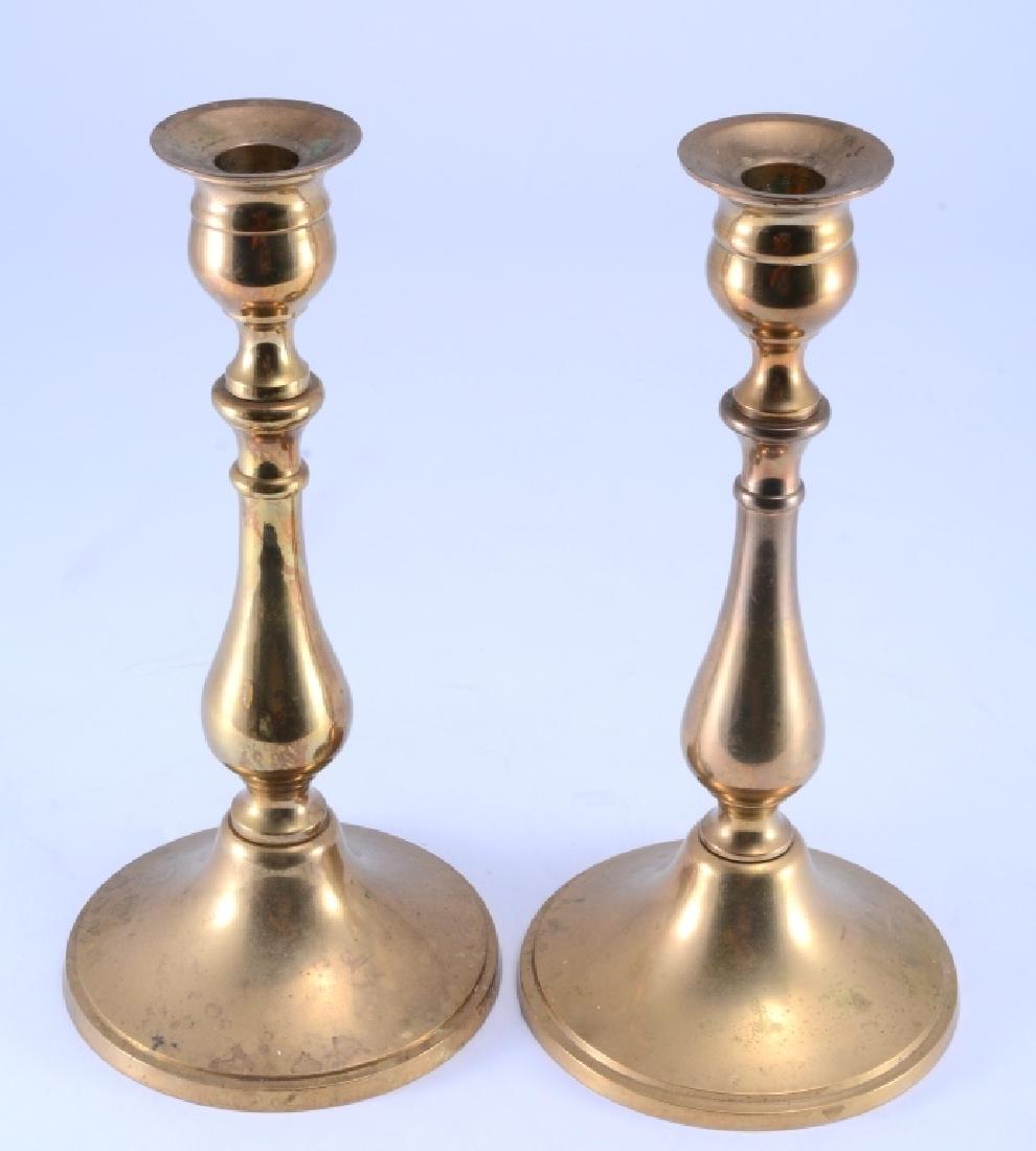 Pair Brass Round Base Candlesticks (1 of 2)