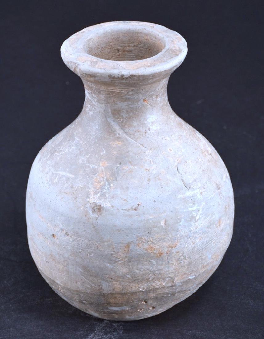 Han Dynasty Style Pottery: Pot w/no glaze, SE Asia of Chinese domestic use, 5 5/8" tall. As found.
