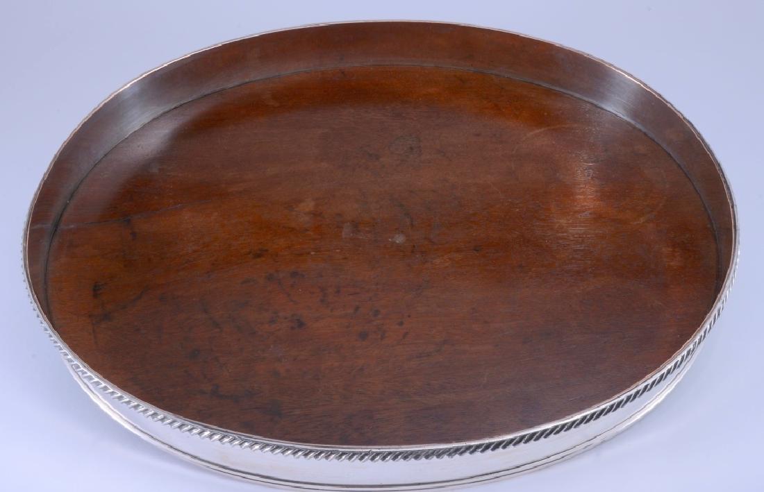 Vintage Oval Wood & Silver Plate Gallery Tray (1 of 3)
