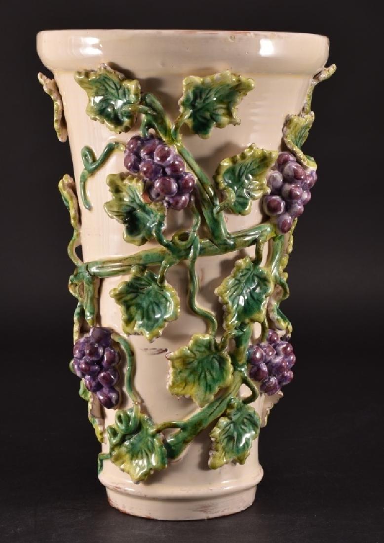 Vintage Applied Grapes & Vines Ceramic Vase (1 of 3)