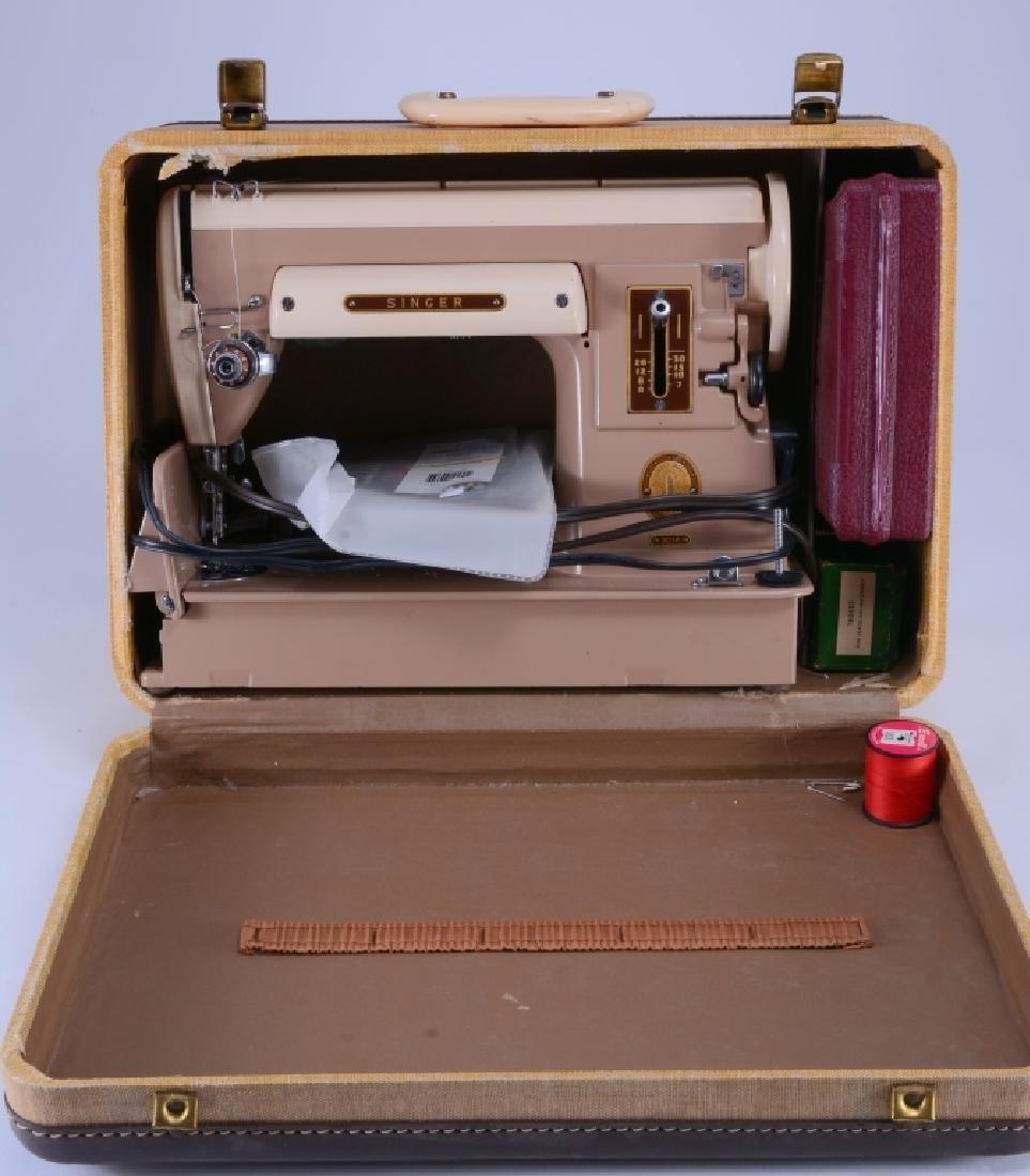 Singer Sewing Machine Model 301A: Inc. cord, foot pedal, and original accessories, original case. Works.