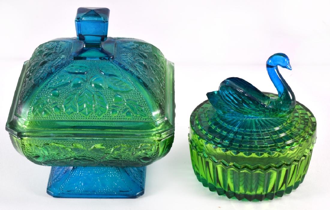 Vintage Green & Blue Glass Candy Dishes (1 of 2)