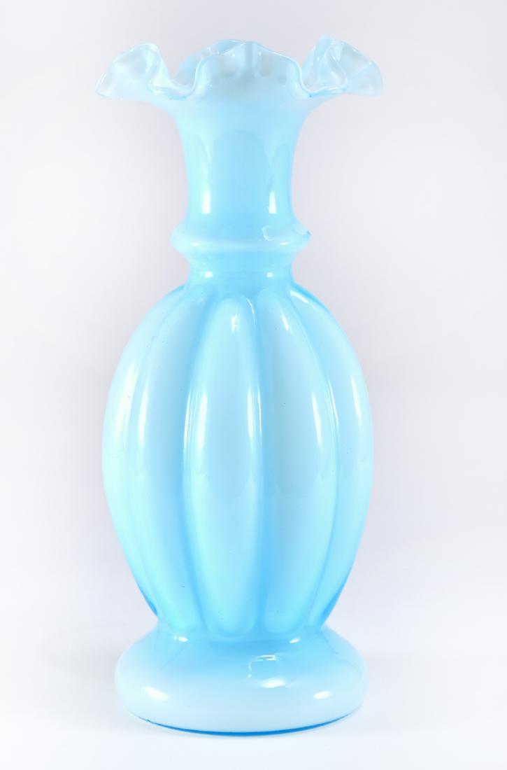 Blue Opalescent Melon Shape Vase (1 of 3)