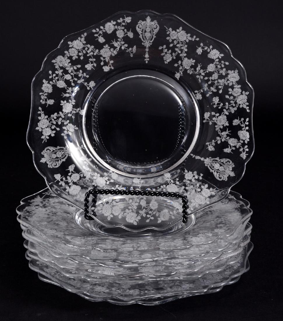 8 Cambridge "Rose Point" Plates (1 of 3)