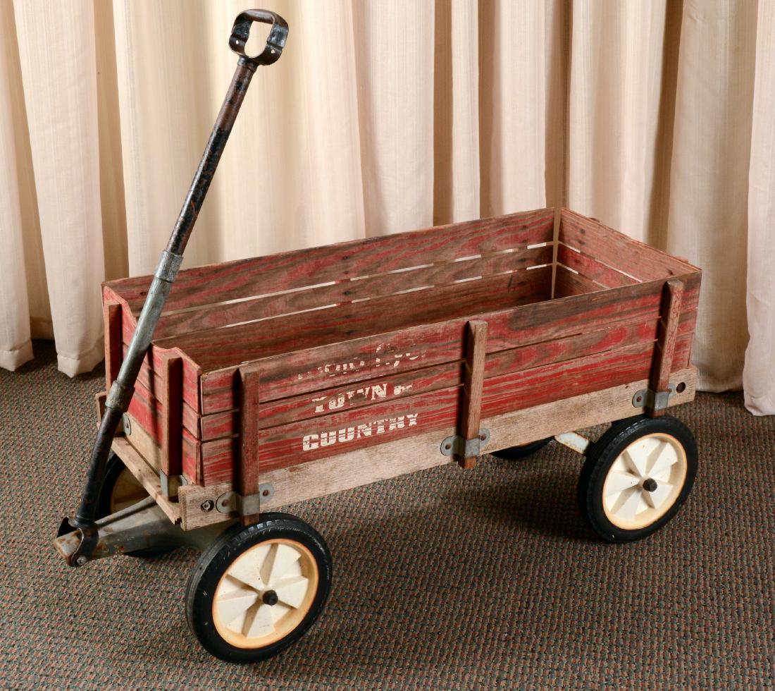 vintage wooden radio flyer wagon